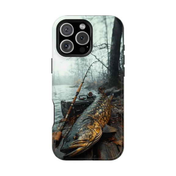 Trophy Pike Fisherman’s Dock Lake Fishing Art Phone Case with iPhone 11 to 17 Pro Max