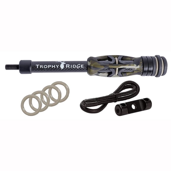 Trophy Ridge Hitman 8" Camo Stabilizer, Noise Reduction, Quick Connect, Includes Weights, Wrist Strap, Mounting Bar, Colored Rings (AS1908CA)