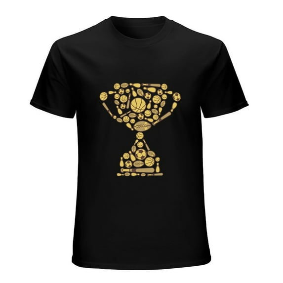 Trophy Vintage T-shirt Mens Cotton Classic Crewneck Short Sleeve Tees Unisex Black 5XL