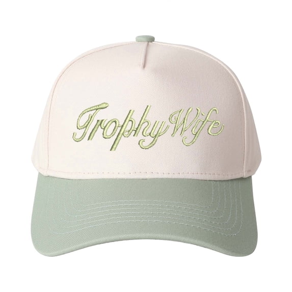 Trophy Wife Letter Embroidered Color Block Trucker Hat Unisex Adjustable Cotton Breathable Fashion Cap for Travel Daily Wear