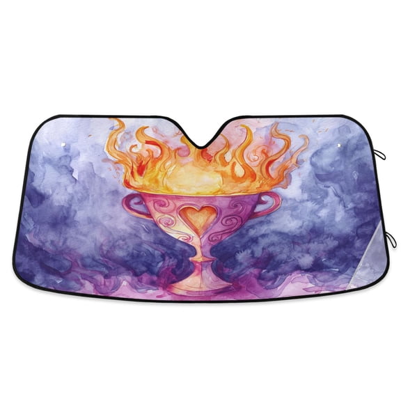 Trophy with Fire Car Windshield Sun Shade Foldable Car Front Window Visor Heat and UV Protection 53x23.5