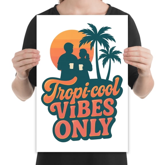 Tropi-Cool Sunset Poster, Retro Beach Wall Art for Summer Lovers