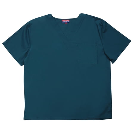 Tropi Men's Scrub Top Uniforms for Men (Carribean Blue, 2X)