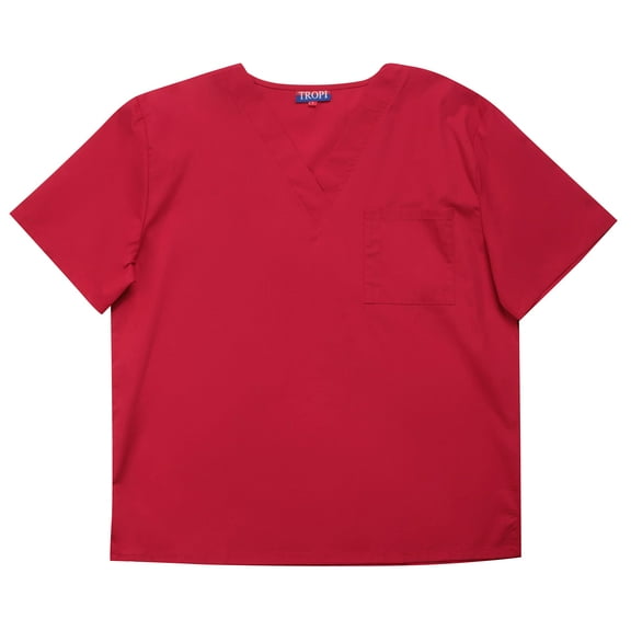 Tropi Men's Scrub Top Uniforms for Men (Red, Small)