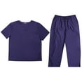 thumbnail image 1 of Tropi Mens Scrub Sets - Four Pocket Medical Scrubs Uniform (V-Neck with Cargo Pant) (Grape, Small), 1 of 3