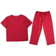 thumbnail image 1 of Tropi Mens Scrub Sets - Four Pocket Medical Scrubs Uniform (V-Neck with Cargo Pant) (Red, Small), 1 of 3