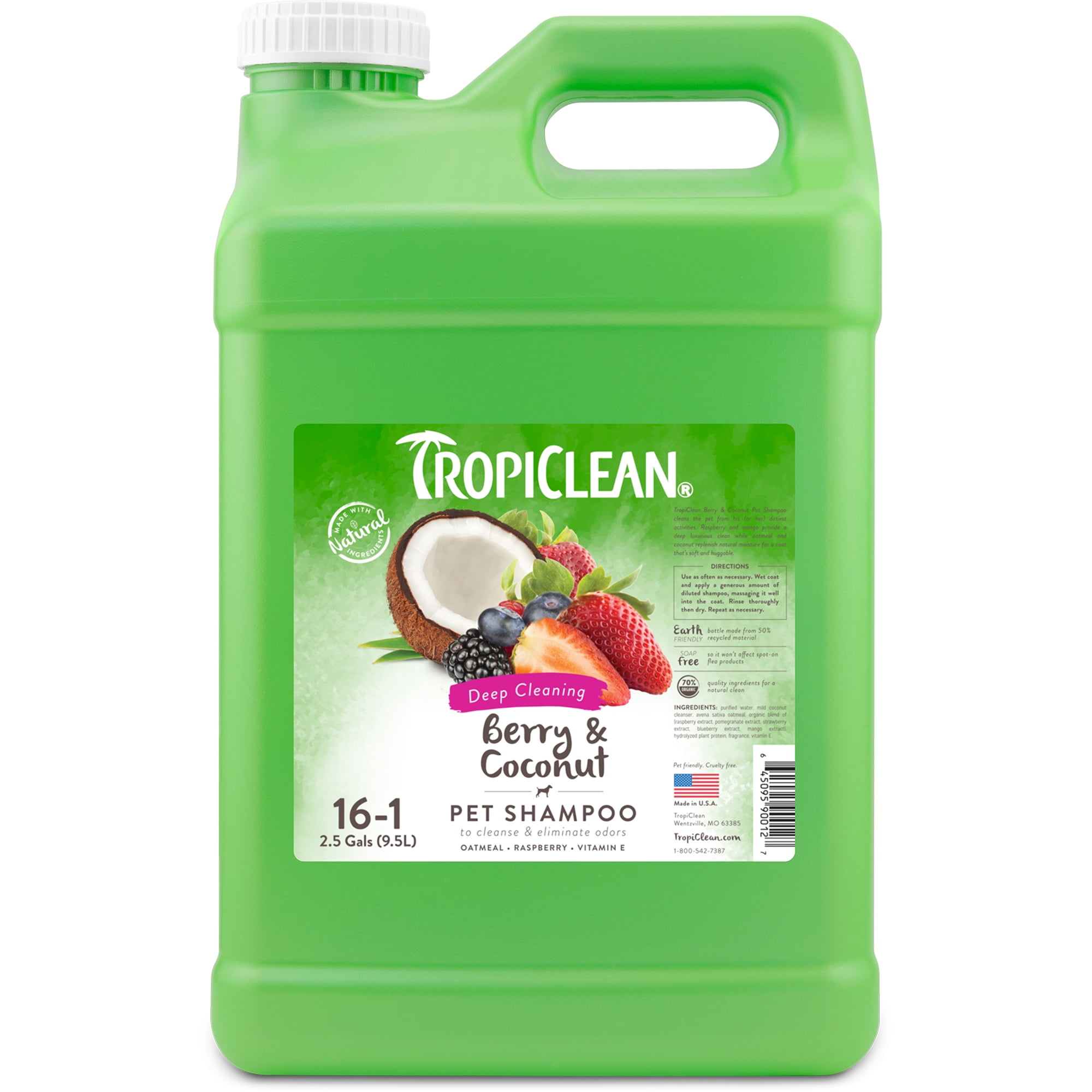 TropiClean Berry & Coconut Deep Cleansing Shampoo for Dogs & Cats, 2.5