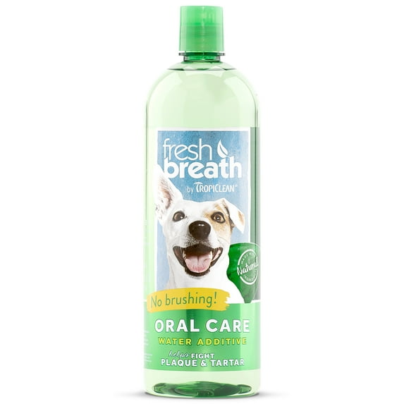 TropiClean Fresh Breath Dental Health Solution for Dogs, 33.8oz