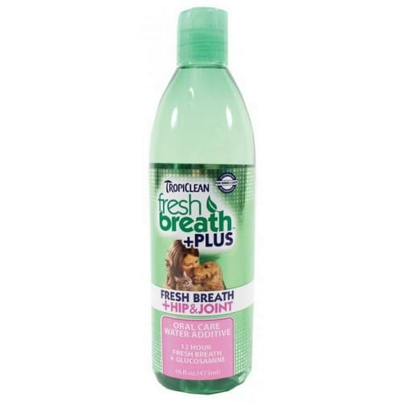 TropiClean Fresh Breath Oral Care Water Additive Plus Hip & Joint for Dogs, 16oz