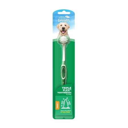 TropiClean Fresh Breath Triple Flex Toothbrush for Large Dogs, 7 1/2"
