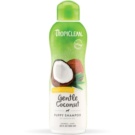 TropiClean Gentle Coconut Hypoallergenic Puppy and Kitten Shampoo, 20oz - Hypoallergenic Dog Shampoo