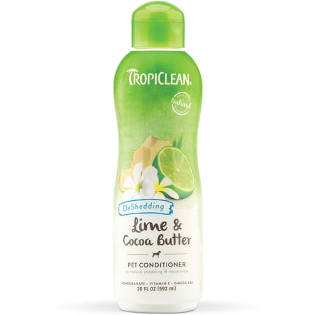 TropiClean Lime & Cocoa Butter Shed Control Conditioner for Dogs, 20oz - Matted Hair & Shed Control