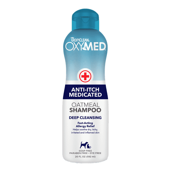 TropiClean OxyMed Medicated Anti Itch Shampoo for Pets, 20oz - Oatmeal Medicated Dog Shampoo