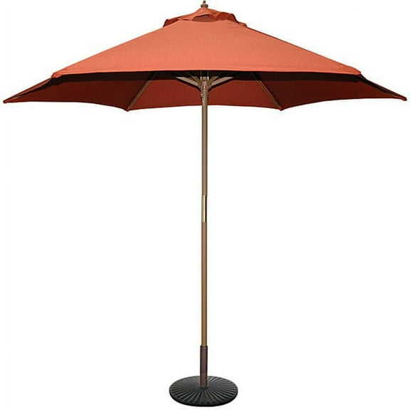 TropiShade 9 ft Teak Finish Light Wood Market Umbrella with Rust Polyester Cover