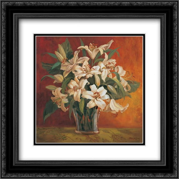 Tropic Beauty I 2x Matted 20x20 Black Ornate Framed Art Print by Jeffrey, Jillian