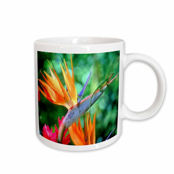 3drose, Tropic Bird of Paradise with Lizard, 11oz Mug