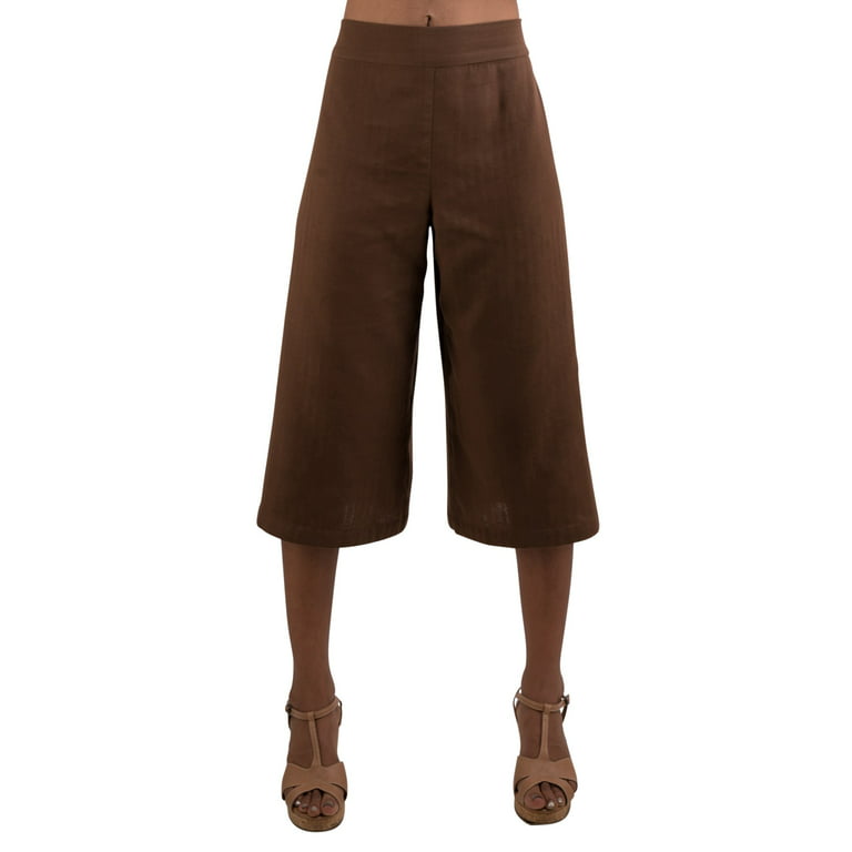 Morgan Linen Capri Pants - Brown – Cazinc The Label