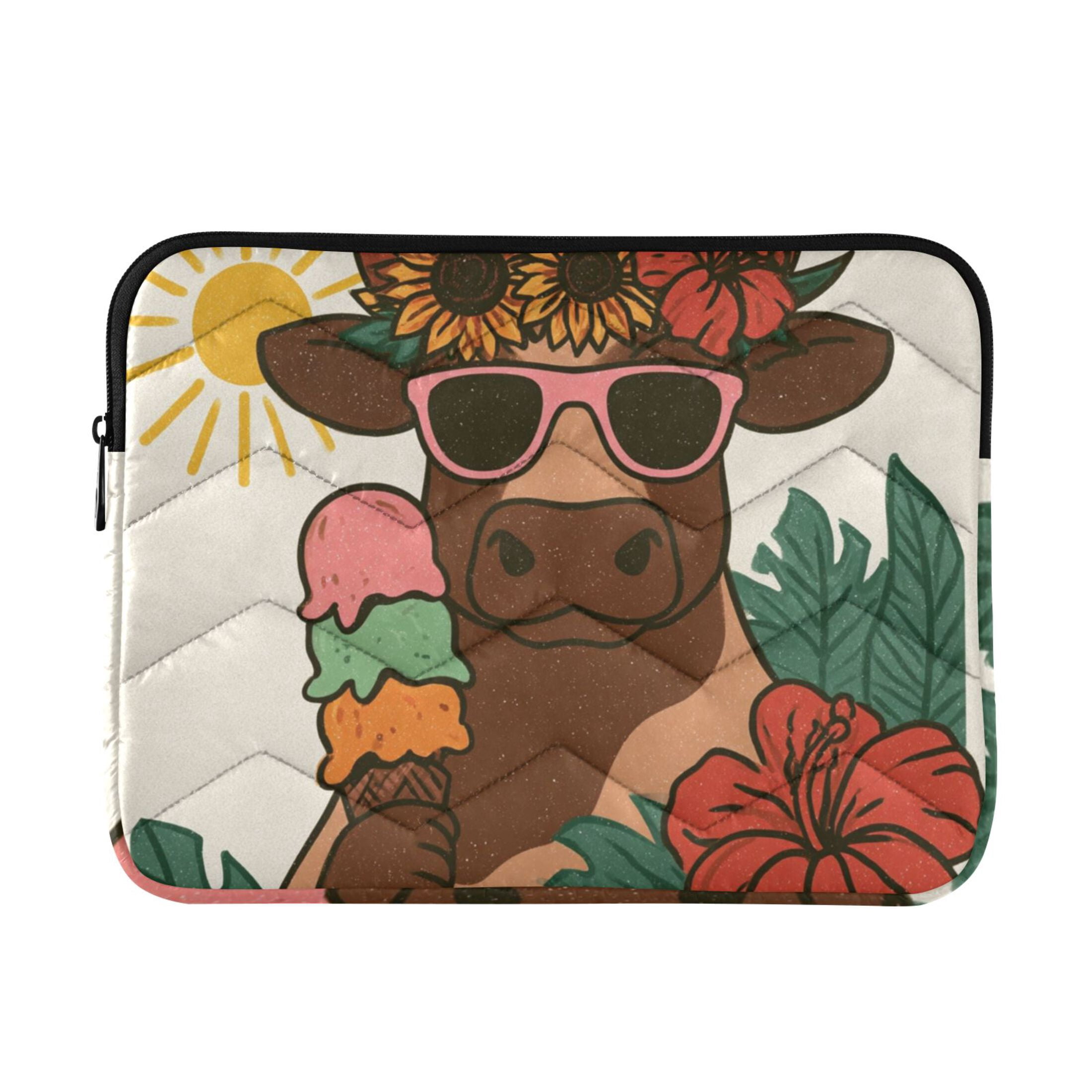 Tropic Brown Cow Printed Laptop Sleeve 13-14 Inch Computer Bag & Laptop ...