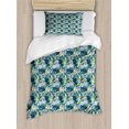 thumbnail image 1 of Tropic Duvet Cover Set, Continuous Summer Leaves and Pineapples, Decorative 2 Piece Bedding Set with 1 Pillow Shams, Twin Size, Sea Blue Multicolor, by Ambesonne, 1 of 3