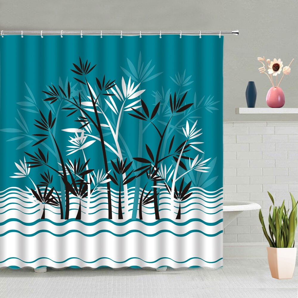 Tropic Green Leaves Shower Curtain Plant Palm Leaf 3d Printed Modern