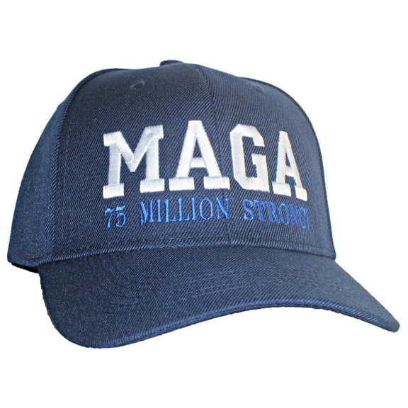Tropic Hats Adult Embroidered MAGA 75 Million Strong Hook & Loop Structured Cap - Navy