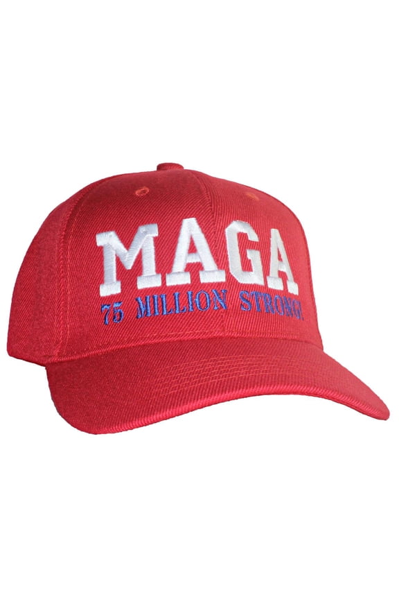 Adult Embroidered MAGA 75 Million Strong Hook & Loop Structured Cap - Red