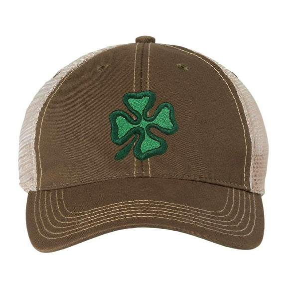 Tropic Hats Adult Embroidered Shamrock/Clover Legacy Snapback Trucker Ballcap - Olive/Khaki