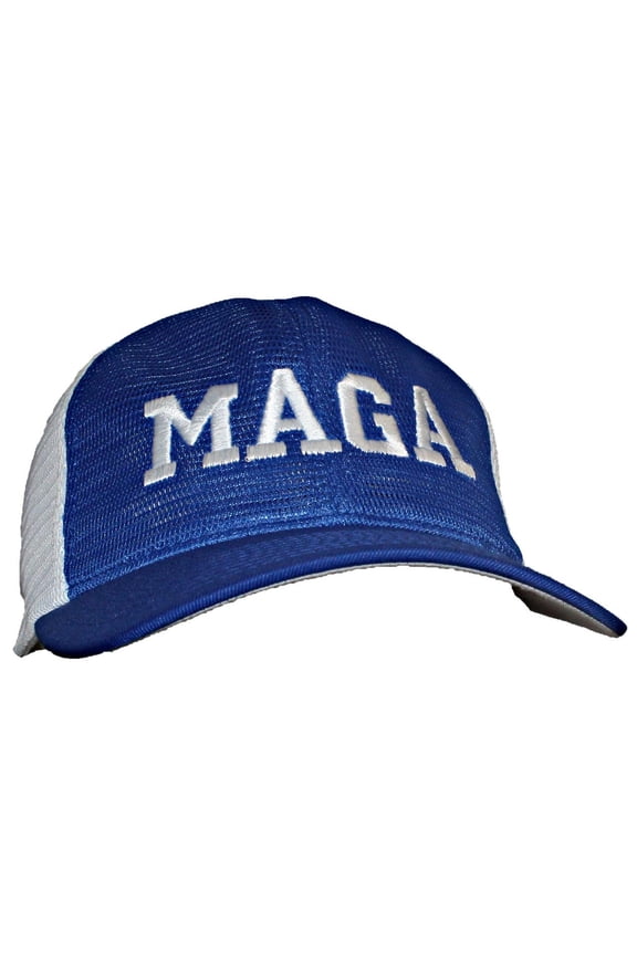 Flexfit Omnimesh Ballcap with Embroidered MAGA - Royal Blue/White (S/M)