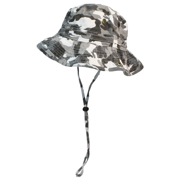 Tropic Hats Summer Floppy/Bucket W/Snap Up Sides, Chin Strap & Mesh Air Holes - City Camo Large