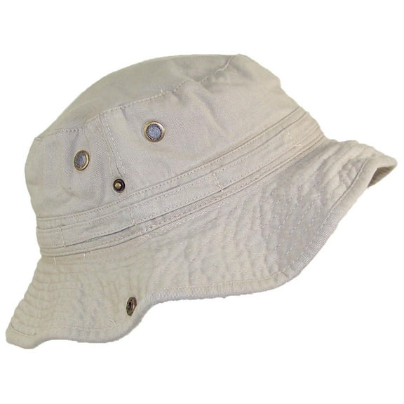 Tropic Hats Summer Floppy/Bucket W/Snap Up Sides, Chin Strap & Mesh Air Holes - Khaki Extra Large
