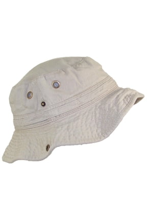 Summer Floppy/Bucket W/Snap Up Sides, Chin Strap & Mesh Air Holes - Khaki Extra Large