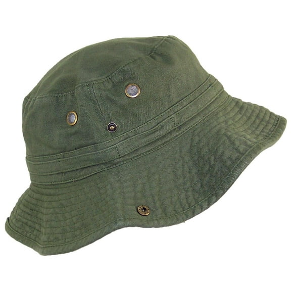 Tropic Hats Summer Floppy/Bucket W/Snap Up Sides, Chin Strap & Mesh Air Holes - Olive Extra Large