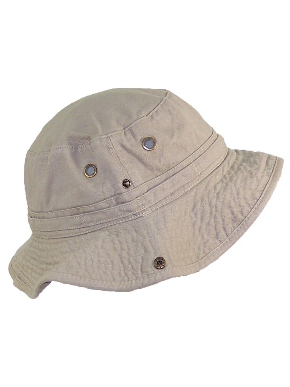 Summer Floppy/Bucket W/Snap Up Sides, Chin Strap & Mesh Air Holes - Tan Extra Large
