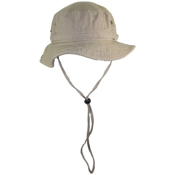 Tropic Hats Summer Floppy/Bucket W/Snap Up Sides, Chin Strap & Mesh Air Holes - Tan Large