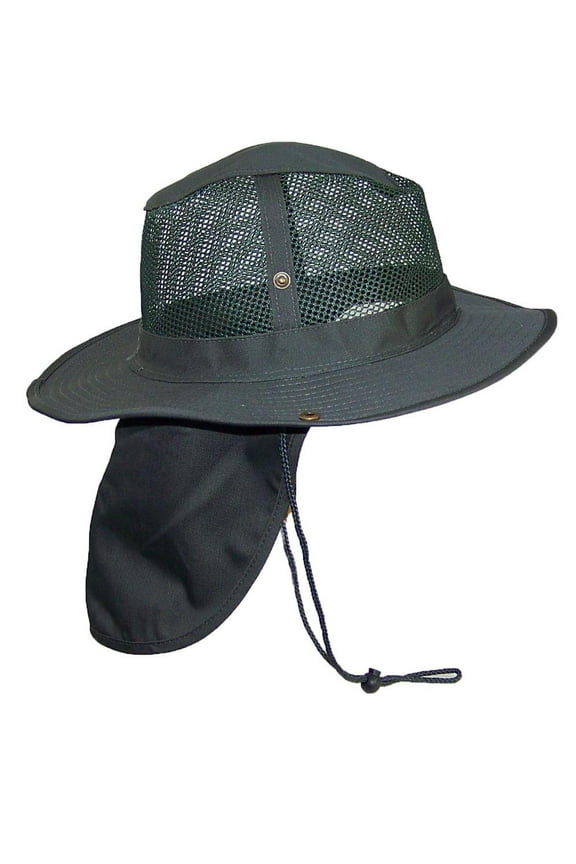 Summer Wide Brim Mesh Safari/Outback W/Neck Flap & Snap Up Sides - Hunter XXXL