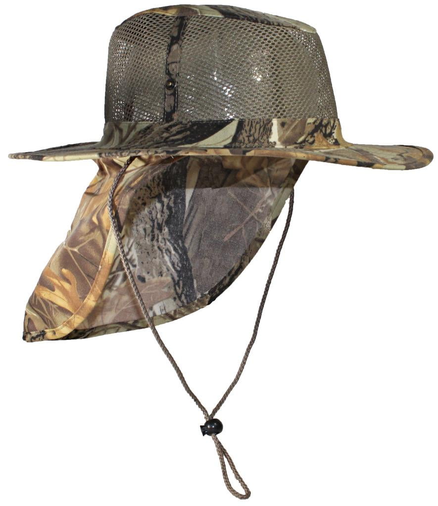 Tropic Hats Summer Wide Brim Mesh Safari/Outback W/Neck Flap & Snap Up Sides  - Maple Camo XXXL 