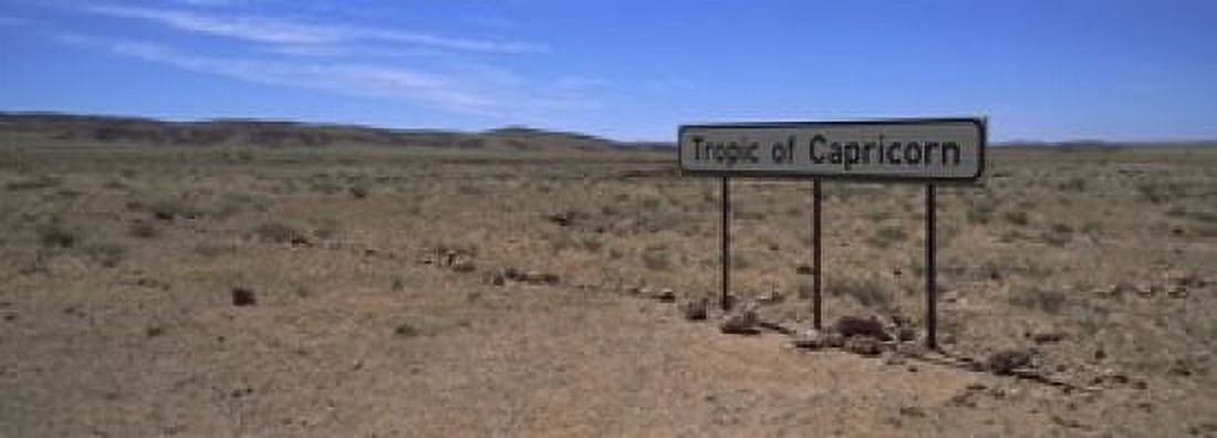 Tropic Of Capricorn sign in a desert Namibia Canvas Art - Panoramic Images (18 x 7)
