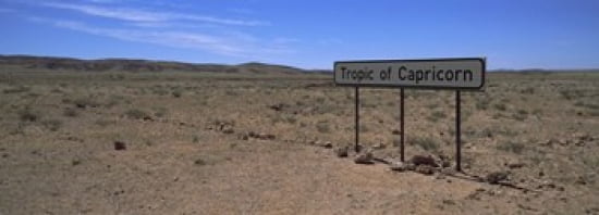 Tropic Of Capricorn sign in a desert Namibia Canvas Art - Panoramic Images (36 x 13)