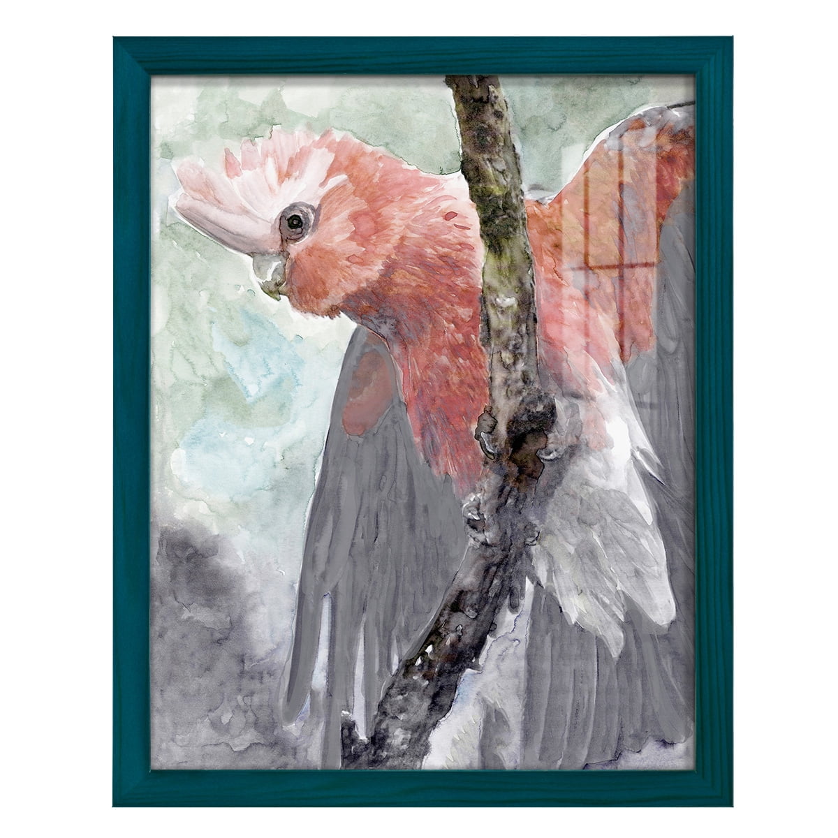Tropic Parrot II - Framed Print w/glass - Ocean Blue