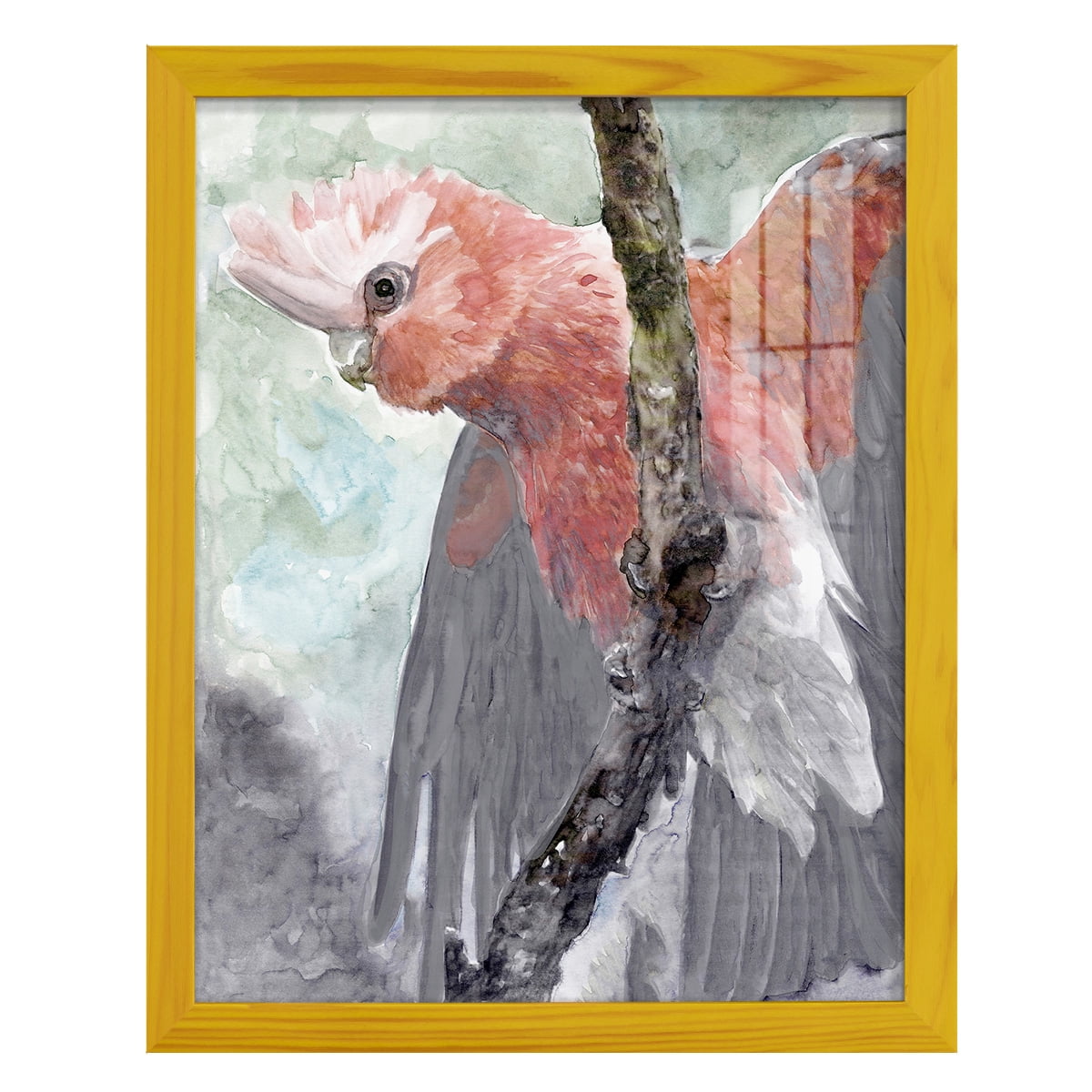 Tropic Parrot II - Framed Print w/glass - Sunflower Yellow