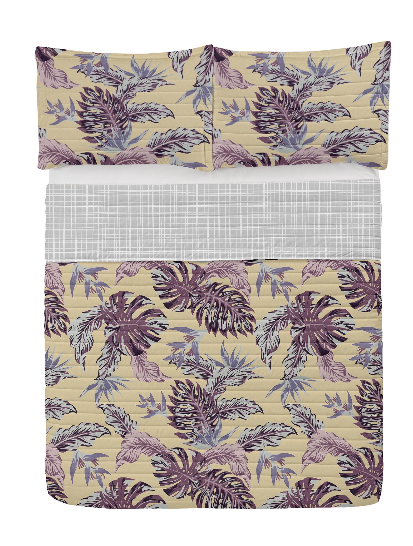 Queen Pale Camel Microfiber Reversible Bedspread Set