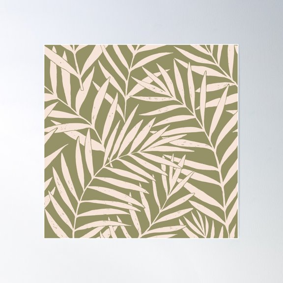 Tropic Seamless Pattern Palm Dypsis Leaves. Poster Wall Art, Modern Wall Decor For Living Room Bedroom, 30x30 UNFRAMED
