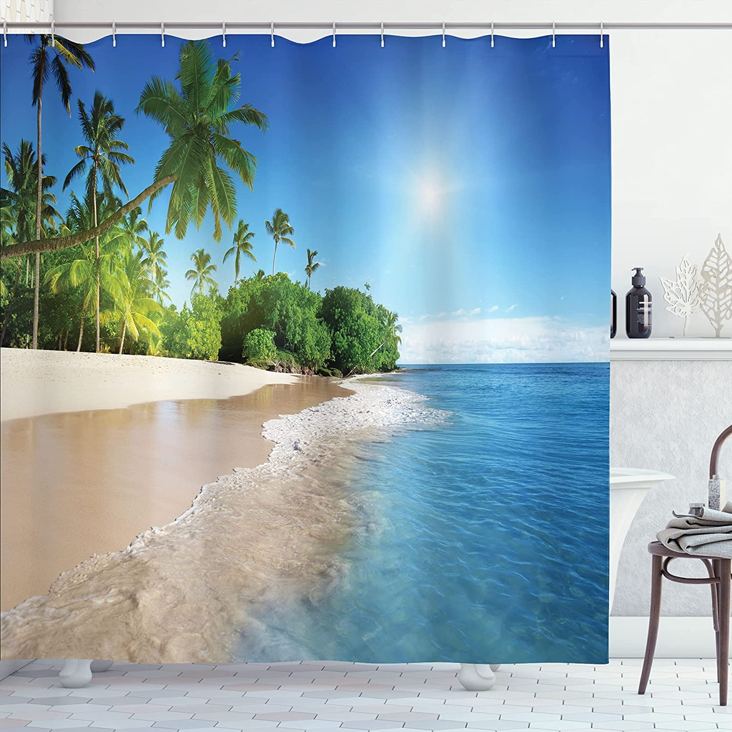 https://i5.walmartimages.com/seo/Tropic-Shower-Curtain-Palm-Trees-on-Sunny-Island-Beach-Scene-Panoramic-View-72x72-Cloth-Fabric-Bathroom-Decor-Set-with-Hooks_7b73f43e-248a-47b2-b0b1-0482d121644b.7e7d3add1d1e1a5d7cc2c650d8587985.jpeg