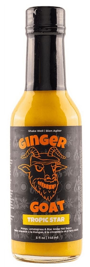 Tropic Star by Ginger Goat, Spicy Medium Heat Hot Sauce With Flavors of Super-Hot Peach Mash, Garlic & Mangoes, Made With All Natural Ingredients, 5 fl oz Bottle (1-Pack)