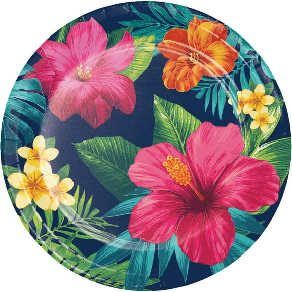 Tropical Party 9" Paper Plates 8ct for Hawaiian Luau Birthday or Shower