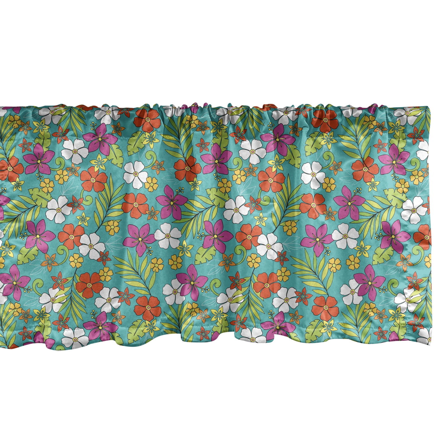 Multicolor Valance Ambesonne Tropic Valance Pack of 2, Colorful Hawaiian Flowers, 54