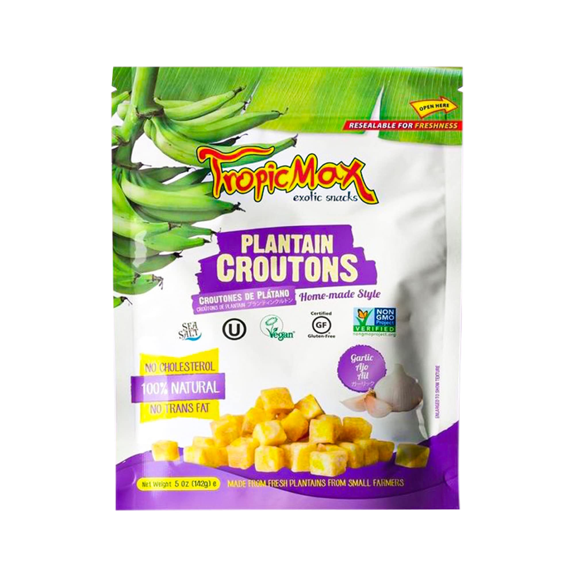TropicMax Plantain Croutons MMF7 Chips with Garlic Flavor Gluten