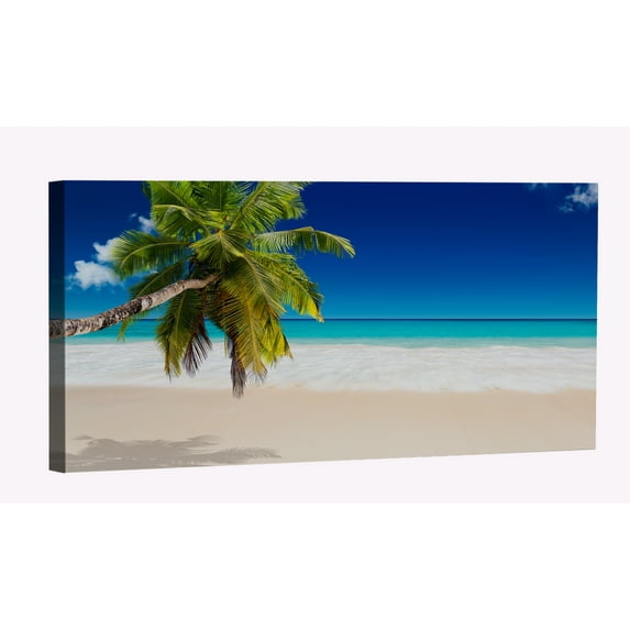 Tropica Beach Canvas Art Beach Sunset Picture Wall Art Beach Landscape Framed Painting Wall Decor For Home Office Bedroom Reeady to Hang