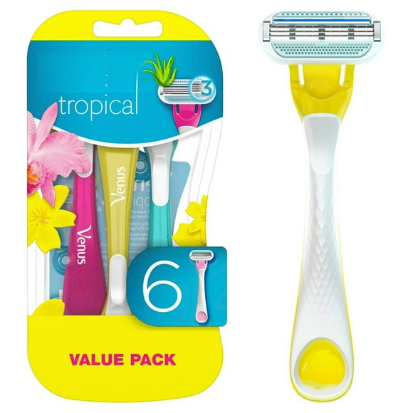 Tropical 3-Blade Disposable Razors, 6 CT