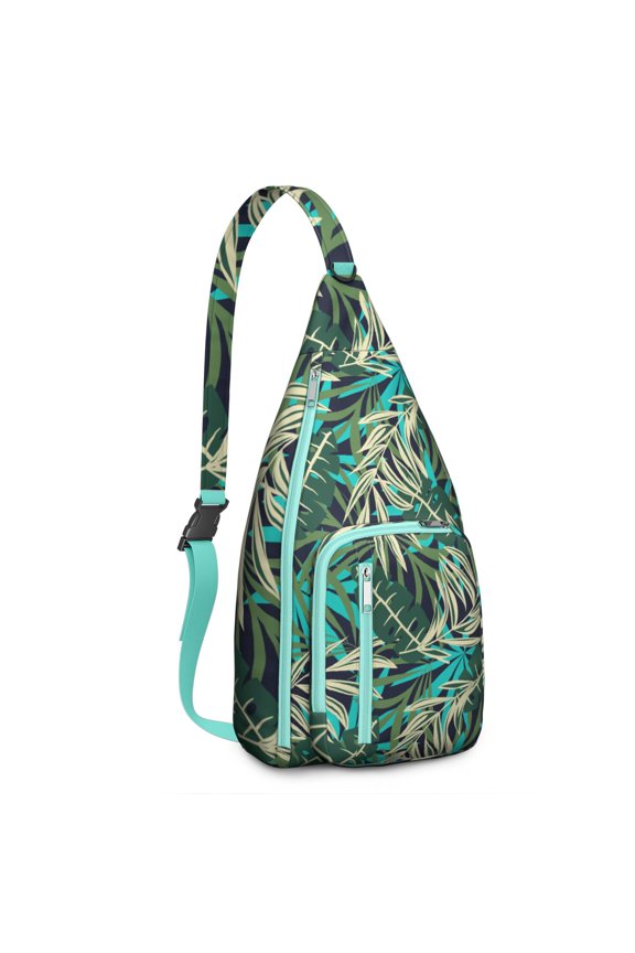 Tropical Aloha Hiking Sling Backpack – Lightweight, Waterproof, Palm Leaf Design, Perfect for Beach, Summer Adventures, and Outdoor Travel